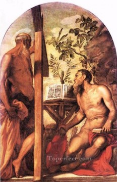  italiano Pintura al %C3%B3leo - San Jerónimo y San Andrés Tintoretto del Renacimiento italiano